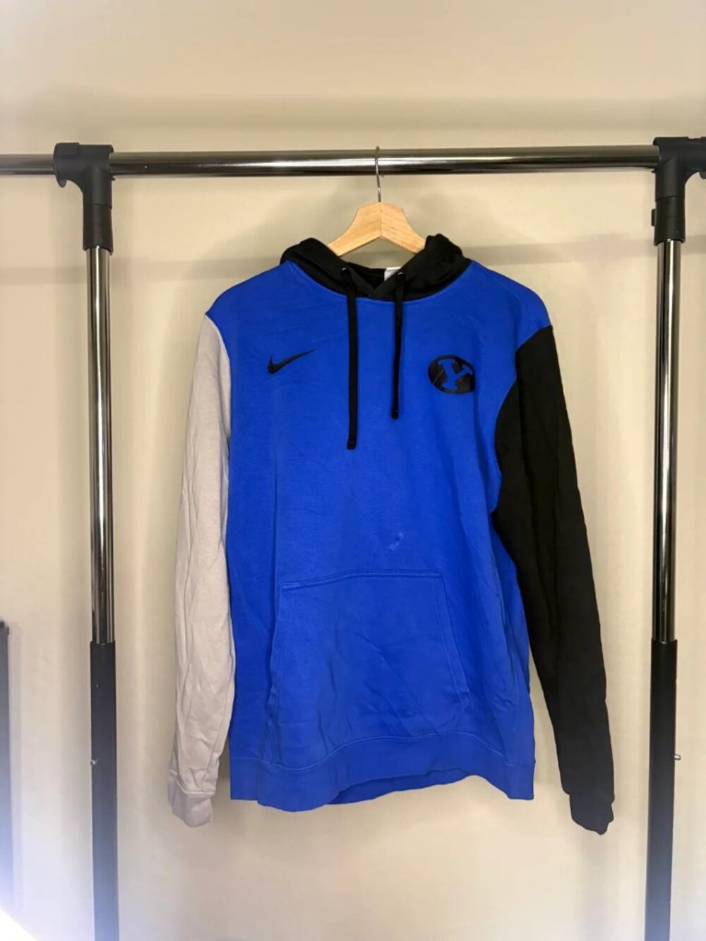 Nike BYU Cougars Colorblock Hoodie Mens M Blue Black Gray Embroidered Y Logo